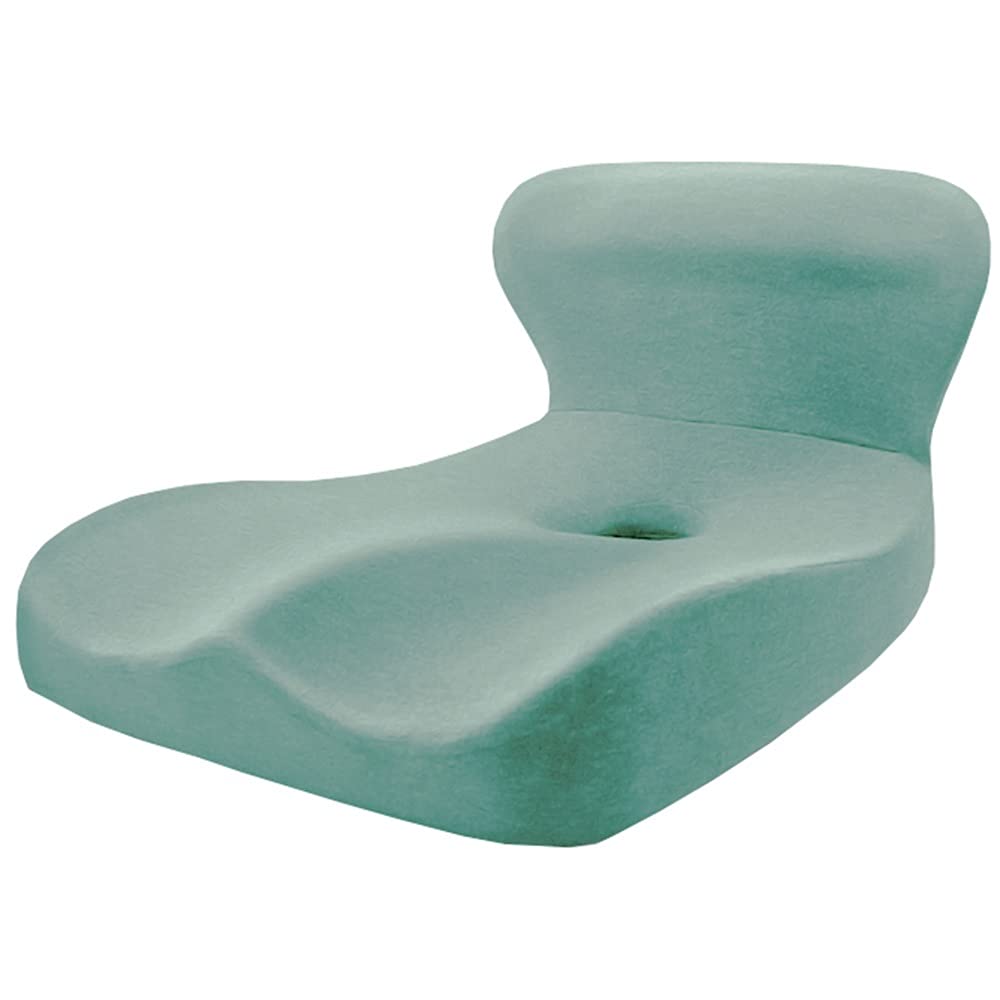 Cojín Coxis Silla Ergonómica Cojín ergonómico para la Cintura Aliviar el Dolor de Cintura y coxis cojín cómoda Silla de Oficina Fondo Antideslizante 41x44x18cm con Junta(Color:Green)