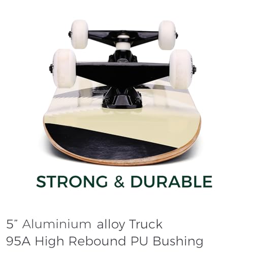 Image of WhiteFang Skateboards for Beginners, Complete Skateboard 31 x 7.88, 7 Layer Canadian Maple Double Kick Concave Standard and Tricks Skateboards for Kids and Beginners