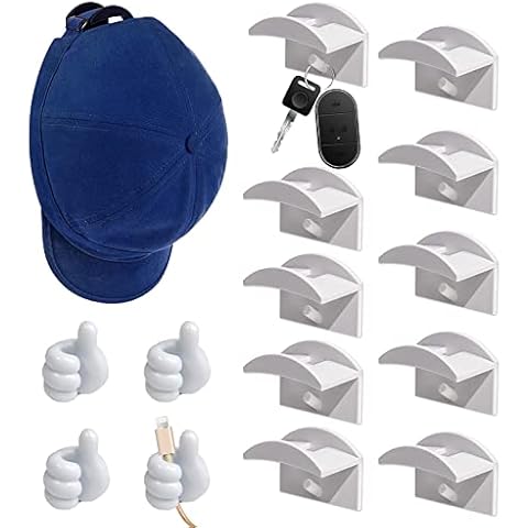 LYJOW Selbstklebende Hut-Haken,10pcs Cap Halter MüTzen Aufbewahrung Huthaken Cap Halterung Wand Haken Selbstklebend 3M Kleber Geeignet FüR BaseballmüTzen HandtüCher Halsketten KopfhöRer Usw Cover