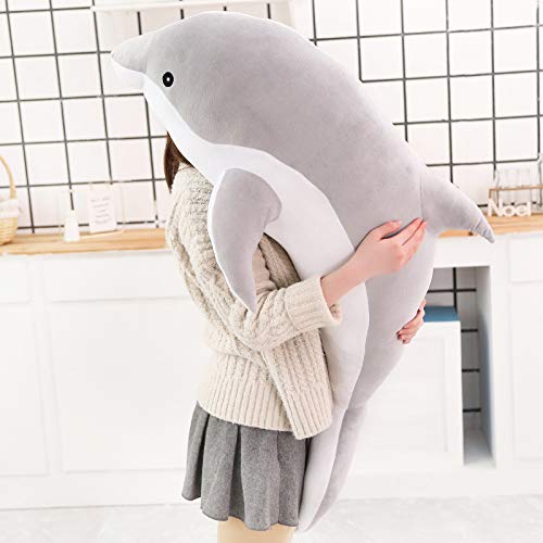 Kawaii Big Dolphin Peluche Giocattoli Bella Delfino Cuscino Peluche Bambole Animali Di Peluche Ragazze Sonno Abbraccio Cuscino per Ragazze Regalo Di Compleanno 140cm Grigio