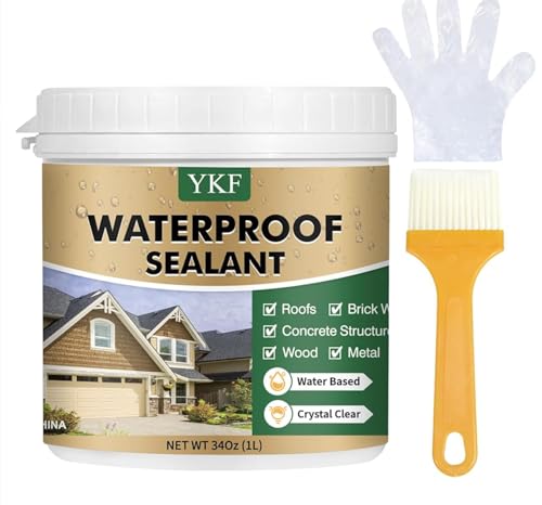 Invisible Waterproof Sealant (34 fl oz), Clear Leak Repair Paint with Brush, Easy DIY Anti-Leakage...