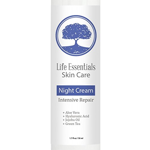 Night Cream For Dry Skin - Intensive Repair Anti-Aging Formula - Restore Youthful Skin With Organic & Natural Hyaluronic Acid, Jojoba Oil, Peptides, Aloe Vera, Retinol Best Under Eye Face Moisturizer