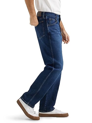 Wrangler Men's Free-to-Stretch Relaxed Fit Jean, Dark Indigo, 34W x 32L2