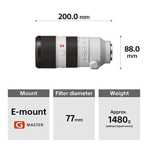 Sony SEL70200GM – Télézoom 70-200 mm f/2,8 GM OSS pour plein format & APS-C, E-Mount, idéal sport, wildlife & portrait, compatible A7, ZV-E10, A6000