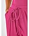 BTFBM Womens Casual 2 Pieces Outfits Dressy Square Neck Short Sleeve Bodysuit Drawstring Pants Knit Lounge Matching Sets(Rose Red, Medium)