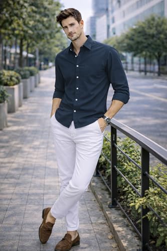 Image of Ben Martin Shirt for Men | Regular Casual Shirts for Mens' | Men's Casual Shirt's Slim Fit | Full Sleeve Cotton Shirts for Men's | Solid Shirt's for Mens Stylish | Formal & Casual Office Wear Shirts