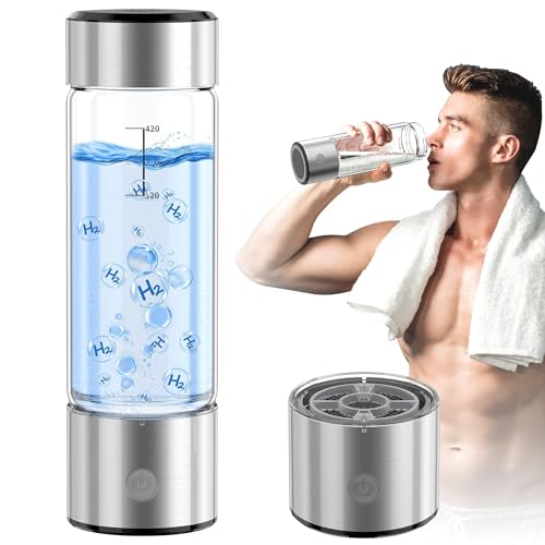 MOVOCA Hydrogen Water Bottle, 3Min 2200PPB Rapid Hydrogen Water Generator -SPE PEM Tech, 14OZ Portable Hydro Water Machine, Health Care Gifts for Husband, Wife, Family, Friends, Travel