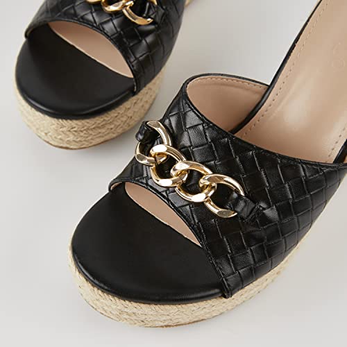Image of Coutgo Women's Wedge Sandals Platform Espadrille Heel Chain Slip On Casual Summer Slides