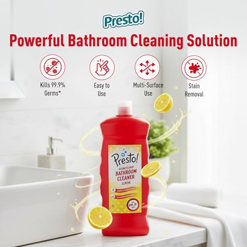Image of Amazon Brand - Presto! Bathroom Cleaner - 1 L (Lemon, Pack of 2)
