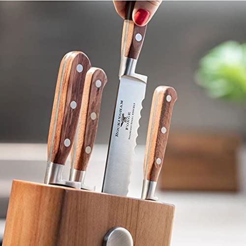 Rockingham Forge 6-Piece Knife Block Set - 5 Kitchen Knives & Block, Fully Forged, Rosewood Handles,RF-8008/6B - Image 2