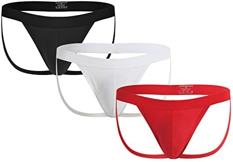 FULLSCHARM Men's Classical Breathable Mesh Jockstrap Underwear Ideal Athletic Supporter (Black/White/Red, S)