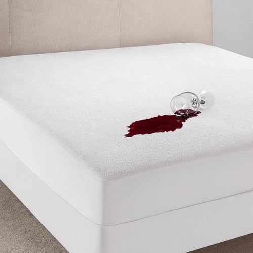 Protector de Colchón de Rizo Impermeable 135 x 190/200 x 25 cm, Funda Protectora de Cama de Microfibra Ajustable y Transpirable, Cubrecolchón con Goma Elástica en Todo el Contorno