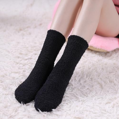 Image of CHOWISH Womens Fuzzy Slipper Socks Super Soft Microfiber Fluffy Cozy Winter Warm Fuzzy Crew Socks