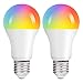 Produktbild Vicloon E27 Wi-Fi Lampen, 2 Stück 10W A60 LED Smart Lampe, RGB 2700-6500K Mehrfarbige Dimmbare Lampe, 2.4GHz, Kompatibel mit Alexa Echo Google Home, E27 WiFi Birne mit APP-und Sprachsteuerung