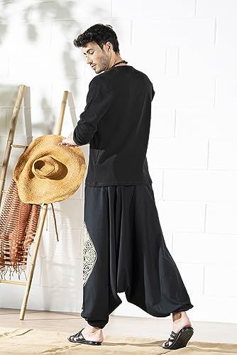 Image of The Veshti Company Printed Harem Pants for Men's Cotton Hippie Style Baggy Boho Yoga Pajama Pant with Pocket
