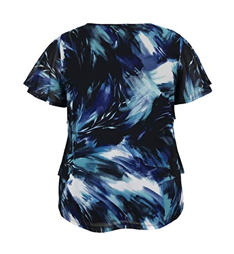 Image of LEEBE Women and Plus Size Printed Mesh Ruffle Top (Small-5X)