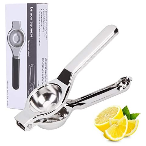 Manual Lemon Squeezer, Stainless Steel Citrus Press Juicer - Handheld Lemon Juicer and Lime Squeezer. Dishwasher Safe Cover