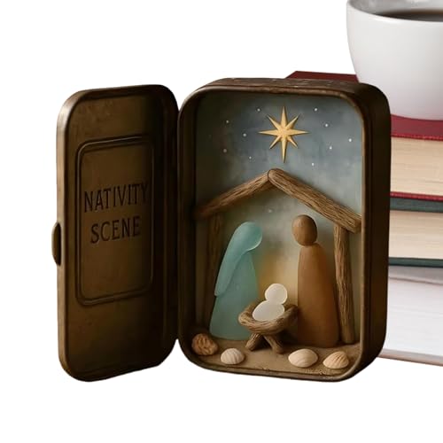 Genérico Figuras de Natividad - Religiosas Hechas a Mano con de mar, Mini Pesebre, decoración navideña | Exquisito mar para decoración del hogar, Estante di Escritorio, Dormitorio, Sala Estar, ofici