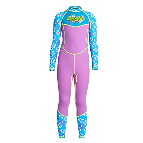 Rash Guard for Girls Full Body Swimsuit UV Protection Floral Long Sleeve Swimwear Quick Dry Bathing Suit Purple Size L