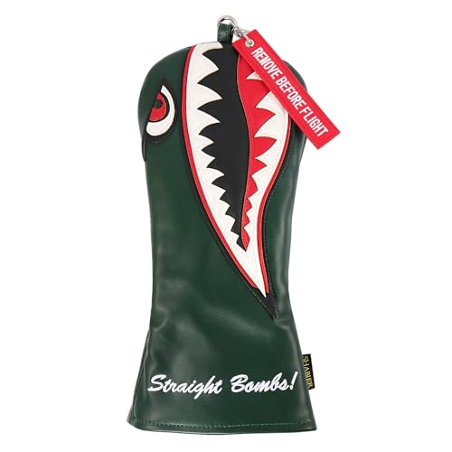 New Flying Tiger Warshark Golf Driver Headcover for Taylormade M3 M4 M5 M6 SIM Golf Club Available for Driver Size Wood Size Rescue Size (Green Driver Cover)
