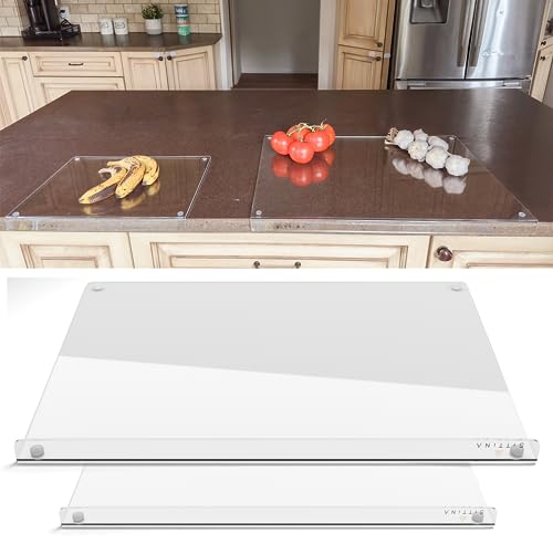 2 PIECES Clear Acrylic Cutting Board for Kitchen Counter with Lip with Non Slip (LARGE 24" x 18" AND SMALL 16"x12")