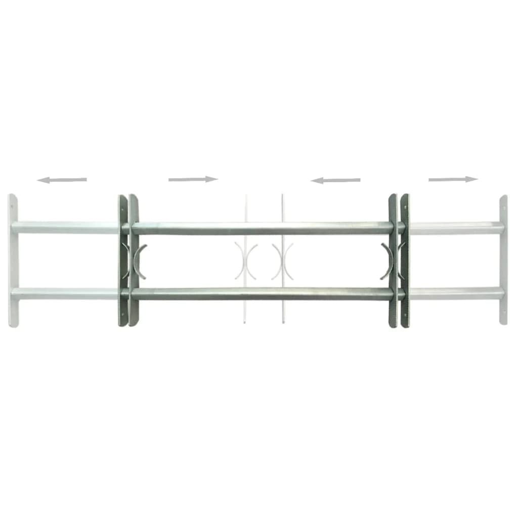 Rejilla de ventana ajustable 2 piezas 1000-1500 mm de acero galvanizado con 2 barras transversales para montaje horizontal como rejilla de seguridad para ventanas