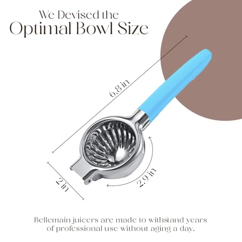 Image of Bellemain Citrus Juicer | Metal Lemon Squeezer | Lime and Lemon Juicer Stainless Steel with Silicone Handles | Manual Juicer, Citrus Squeezer, Hand Held Juicer | Bar Juicer for Bartender (Light Blue)