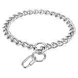 AJUSTABLE: Este collar consistent para perro de metal agrega una hebilla de collar de perro, que puede ajustar el tamaño apropiado de acuerdo con la circunferencia del cuello del perro, el collar se puede poner y quitar fácilmente desde el costado alrededor del cuello del perro sin tener que deslizarlo sobre la cabeza.