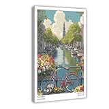 Póster en lienzo con diseño de crucero por el canal de Ámsterdam, decoración para dormitorio, oficina, habitación, regalo, 30 x 45 cm