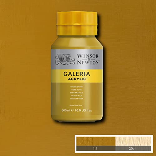 Image of Winsor & Newton Galeria Acrylic Colour - Jar of 500 ML - Yellow Ochre (744) - Highly Pigmented Lightfast Artists' Acrylic Paints for Canvas, Wood, Fabric & Paper - More Colours Available