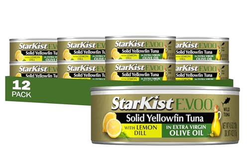 StarKist E.V.O.O. Solid Yellowfin Tuna with Lemon Dill and Extra Virgin Olive Oil (Packaging May vary), 4.5 Ounce (Pack of 12)