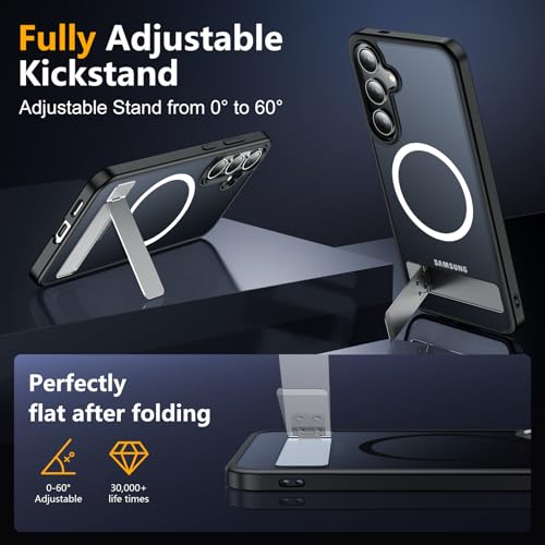 Image of SPIDERCASE Magnetic for Samsung Galaxy S24 Case, [3 Stand Ways][ Military Grade Drop Protection] with Invisible Stand Shockproof Slim Case for S24 6.2 inch, Black