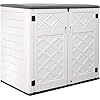 KINYING Larger Outdoor Storage Shed Weather Resistance Horizontal Outdoor Storage Box Waterproof for Garden Patios Backyards 48 Cuft Capacity for Garbage Cans Lawn Mower Garden Tools