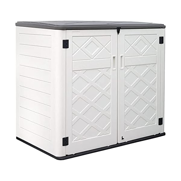 Kinying larger outdoor storage shed weather resistance horizontal outdoor storage box waterproof for garden patios backyards 48 cuft capacity for garbage cans lawn mower garden tools  urban country home decor