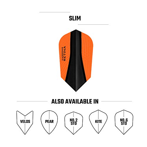 Harrows Retina X | Premium Extra Strong 100 Micron Dart Flights In Slim Shape, 5 Sets Of 3 Flights, 15 Flights In Total, Orange #TOP6
