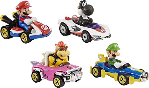 Hot Wheels Mario Kart Characters And Karts As Hot Wheels Die-Cast Toy Cars 4-Pack [Amazon Exclusive] #TOP2