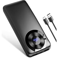 Power Bank, 10000mAh PowerBank Ricarica Rapida con Ingresso e Uscita USB-C Batteria Esterna, Caricatore Portatile Display LED per iPhone 15/14/13/12/Pro/Pro Max, Nero
