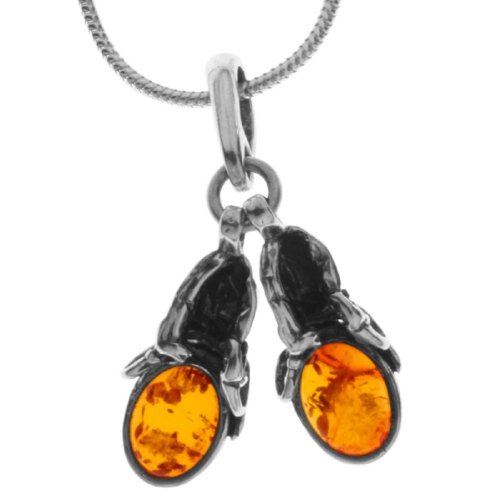 Preisvergleich Produktbild InCollections Damen-Anhänger 925 / 000 Sterlingsilber mit Bernstein inklusive Schlangenkette Schuhe, 1,2 / 42 cm 241A200280890