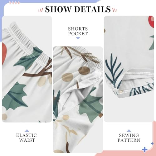 Christmas Bird and Berry Boys Long Pants Soft Trousers Elastic Waist Kids Lounge Bottoms with Pockets S-XL4