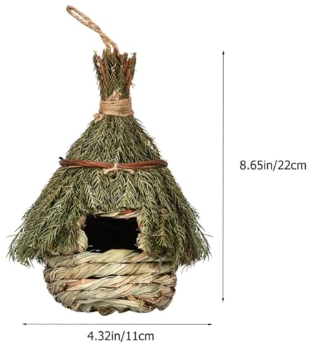 Azonee Bird Nest Straw Rope Woven House For Outside Birds Warm Aquatic Natural Pine Needles Gardening Decor