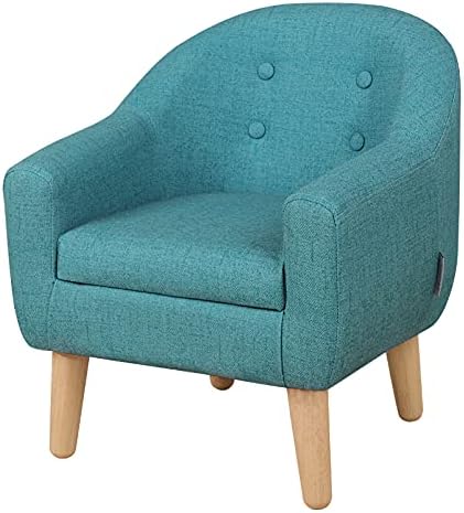 Single PVC Kids Sofa Chair, Toddler Sofa Couch with Wooden Legs, Ideal Children Armchair for Children Gift (Blue)