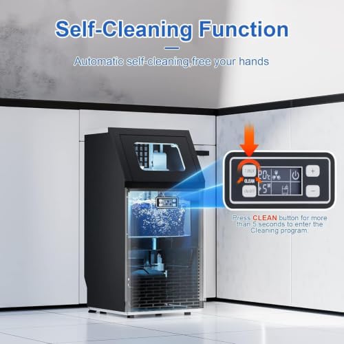 Image of Kismile Commercial Ice Maker 100lbs /Day with 33lbs Storage | Digital display, freestanding design, ideal for commercial or home use. Rapid ice production and self-cleaning function