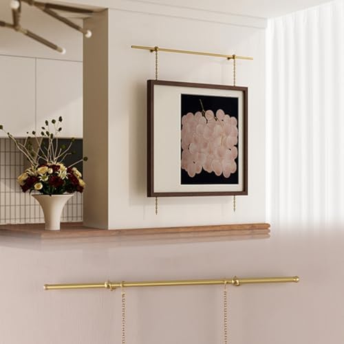 Brass Picture Hanging Rail Kit for Living Room - Antique Photo Display Hardware & Canvas Art Frame Hangers - 24inch Gallery Art Hanging System