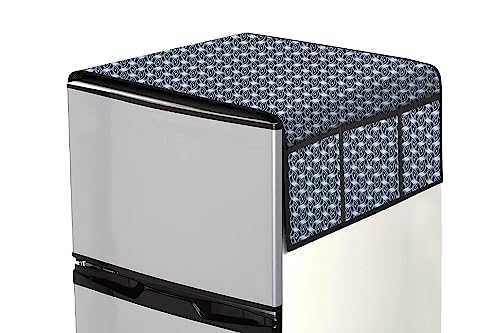 Image of Stylista Refridgerator top Cover Suitable for Samsung RR21C2H25S8 /HL, 189 Liter Fridge, Dimension (WXD) 71x109 CM, Interlocked Ropes Pattern Grey