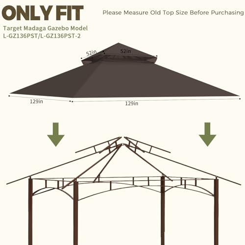 OIPUNSHLE Gazebo Cover Replacement for Target Madaga L-GZ136PST, Brown by OIPUNSHLE - Used condition - Image 2