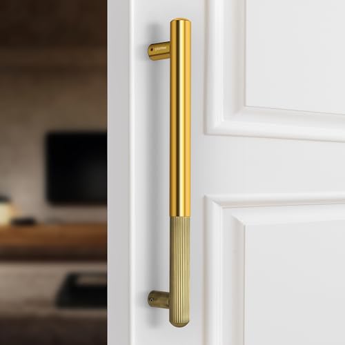 Image of Plantex Door Handle /14 Inch Main Door Handle /Stainless Steel and Aluminium Door Handle /Pull-Push Door Handle /Door Accessories (Pack of 1, Brass Antique, Gold)