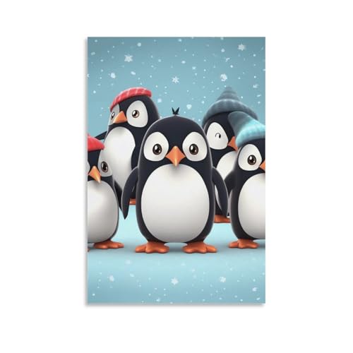 Toile pingouins mignons pour corriger un salon triste sans changer de meuble