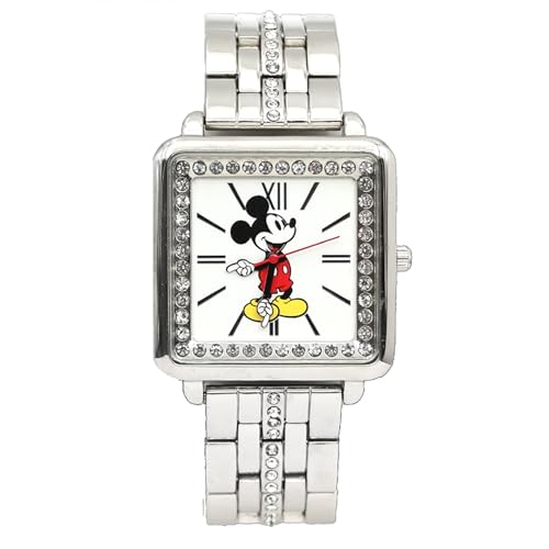 Accutime Mickey Mouse Square Face Analog Watch with Silver Band