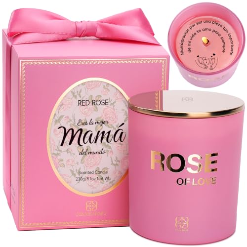 GINMEMORY Regalo Madre Regalo Cumpleaños Madre Velas Aromáticas Rosas 230g
