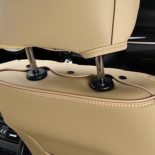 FLORICH Leather Seat Covers Full Set, 5 Seats Universal Seat Covers for Cars, Waterproof Napa Seat Cushions, Auto Vehicle Seat Protectors for Front and Rear, Seat Covers Fit for Most Cars Trucks-Beige